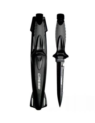 Couteau de plong�e Cressi Finisher � Lame japonaise 420 noire avec coupe-fil