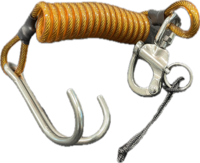 Reef Hook Double avec spirale Inox et mousqueton largable